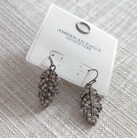 American Eagle Feather Rhinestone Earrings - Picture 2 of 9
